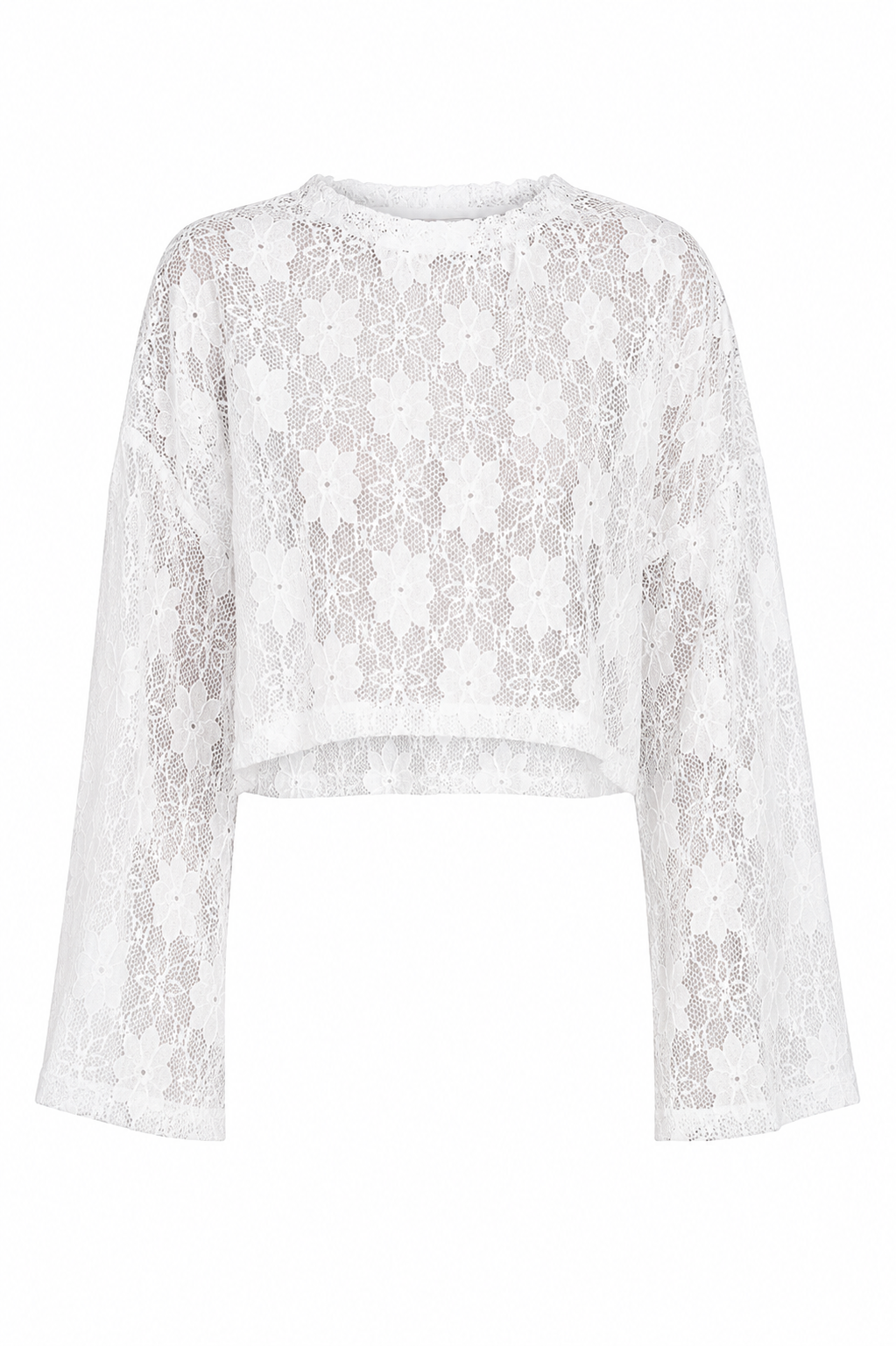 Koronkowy longsleeve w odcieniu złamanej bieli