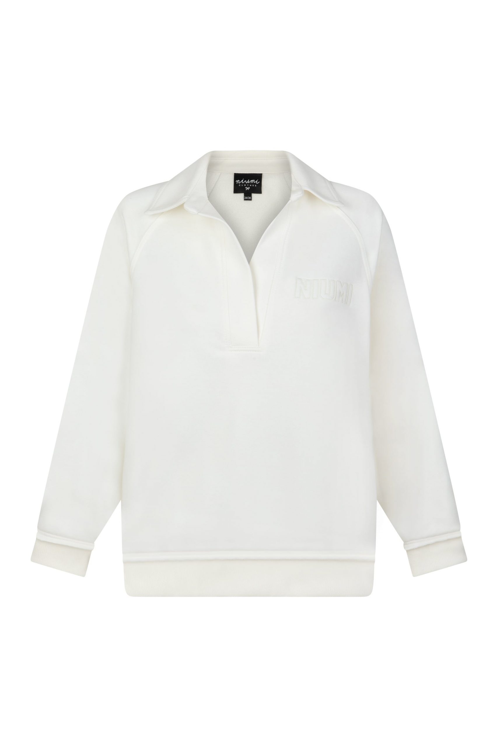 Oversizowa kremowa bluza polo z haftem